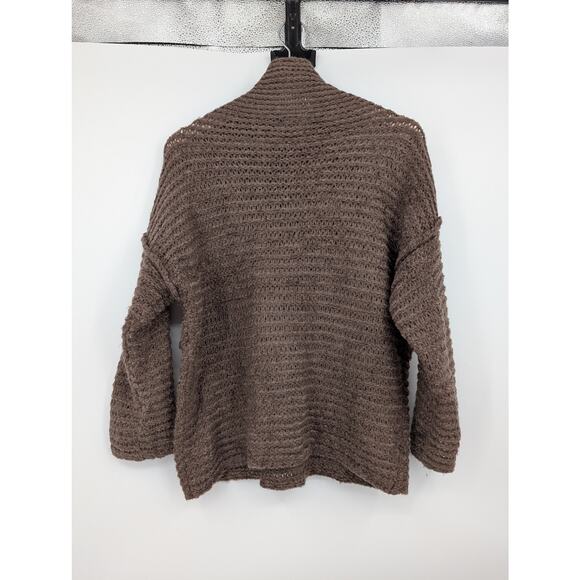 Aerie Open Weave Wool Blend Mock Neck Sweater Chocolate Brown Cold Weather XS - Picture 3 of 6
